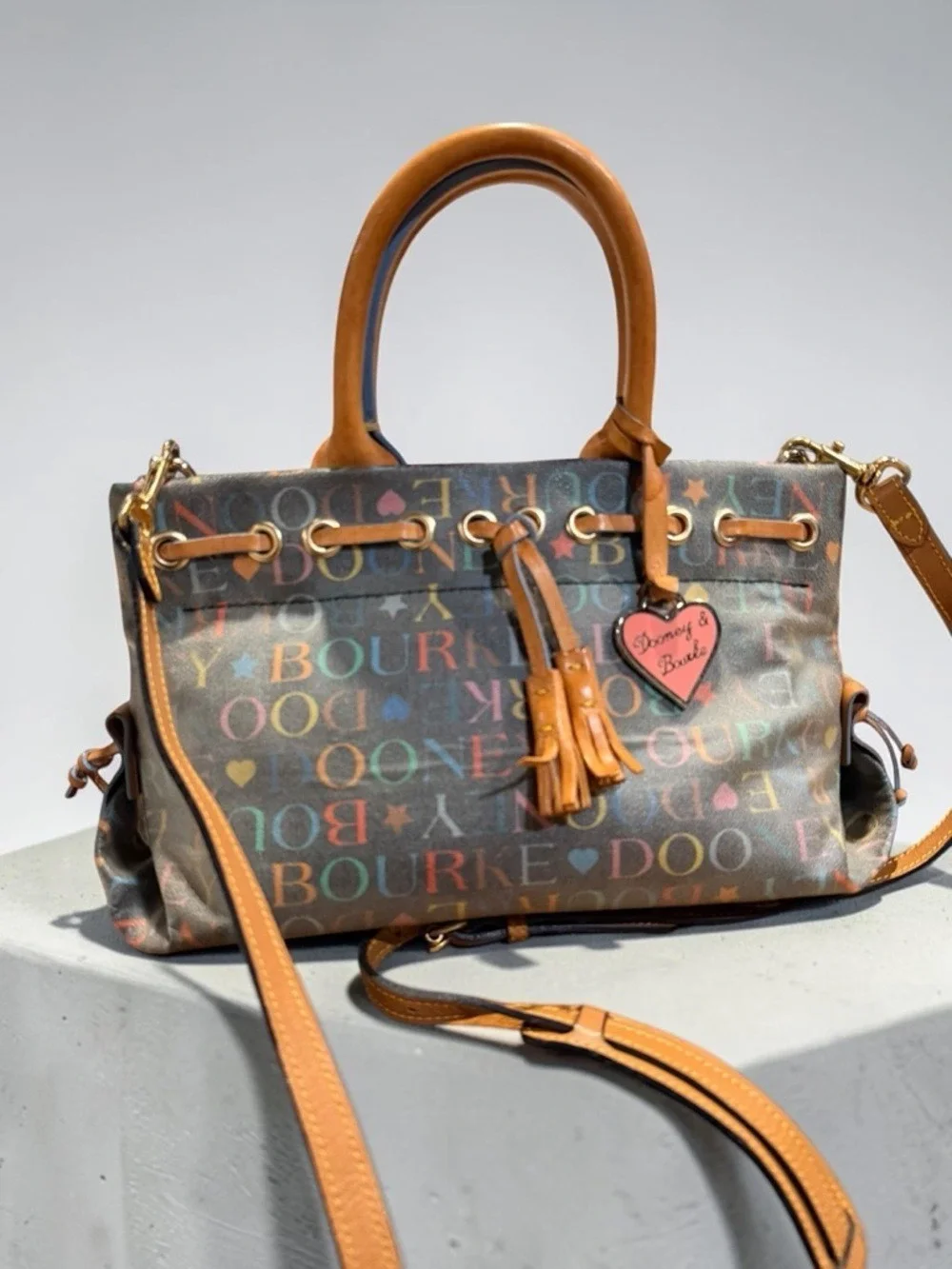 Dooney & Bourke Doodle Sac Tote Satchel Heart Charm